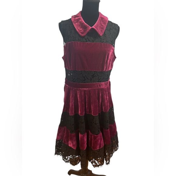 Venus Velvet & Lace Purple Black Dress sz 16 - Picture 2 of 6